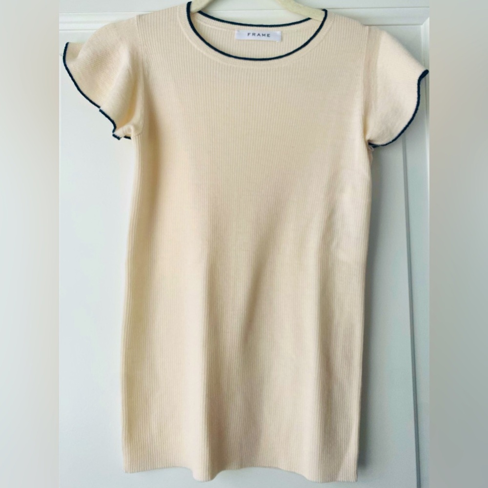 FRAME WOMENS FLUTTER SLEEVE RIBBED TOP
